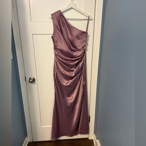 Lavender satin bridesmaid dress